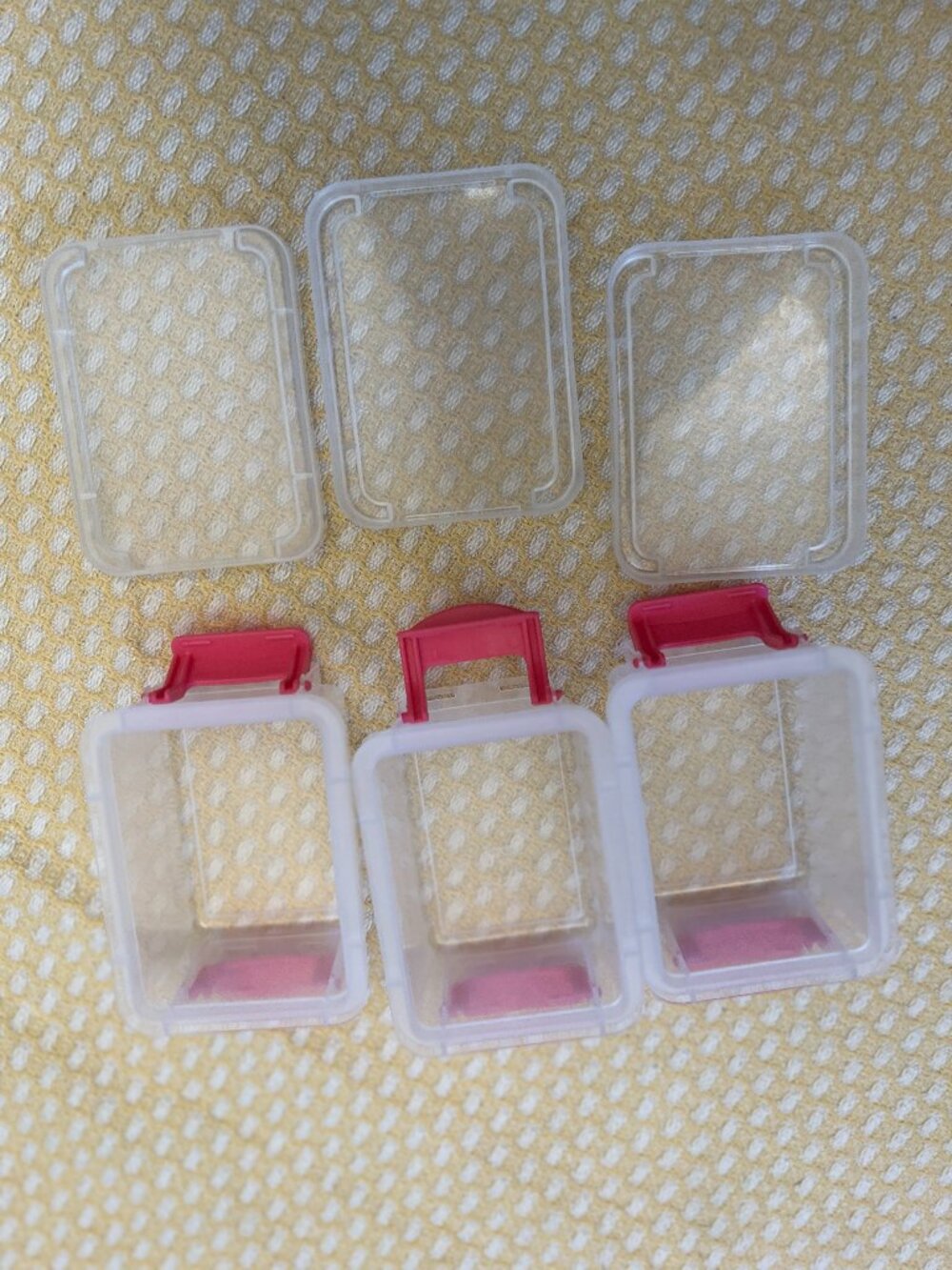 Set of 3 Mini Clear Storage Containers Hot Pink Latch Lids